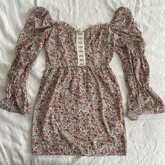 MILKMAID OFF THE SHOULDER DRESS ASOS SAINT GENIES HOOK & EYE FLORAL ROSE SIZE 4 - Picture 1 of 14
